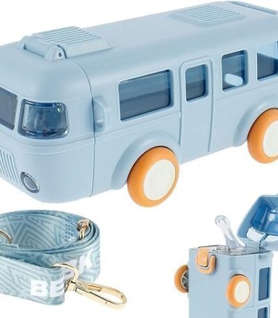 500ml bus shaped water bottle for kids with leak proof lid and colorful design