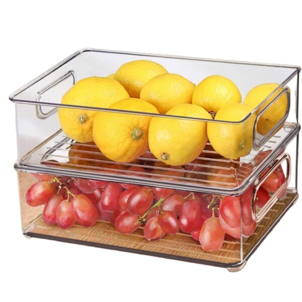 Set Of 2 - Premium Stackable Refrigerator Organizer Containers, Streamline Your Kitchen Storage with Versatile Fridge Containers, Cosmetics & Bathroom Organiser - White(Pack Of 1)