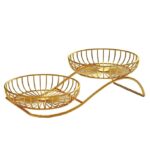Elegant gold finish wire fruit basket for vegetables and snacks