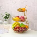 Stainless steel 3-tier fruit and vegetable basket for kitchen countertops