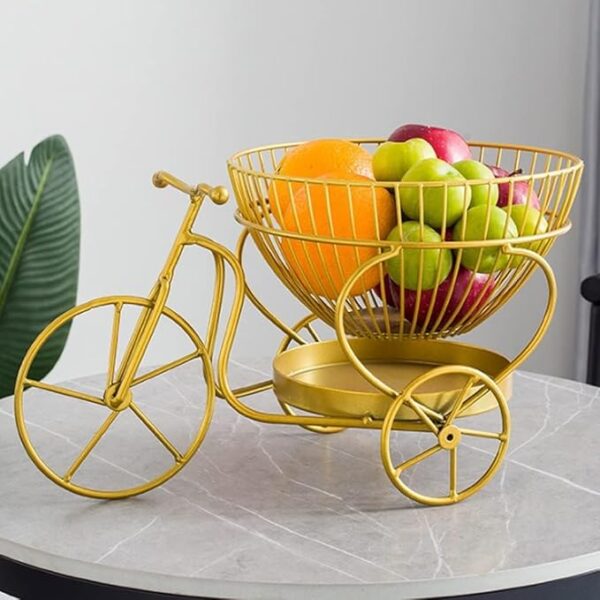 Vintage Bicycle Shaped Wire Fruit Basket for Kitchen and Dining Table