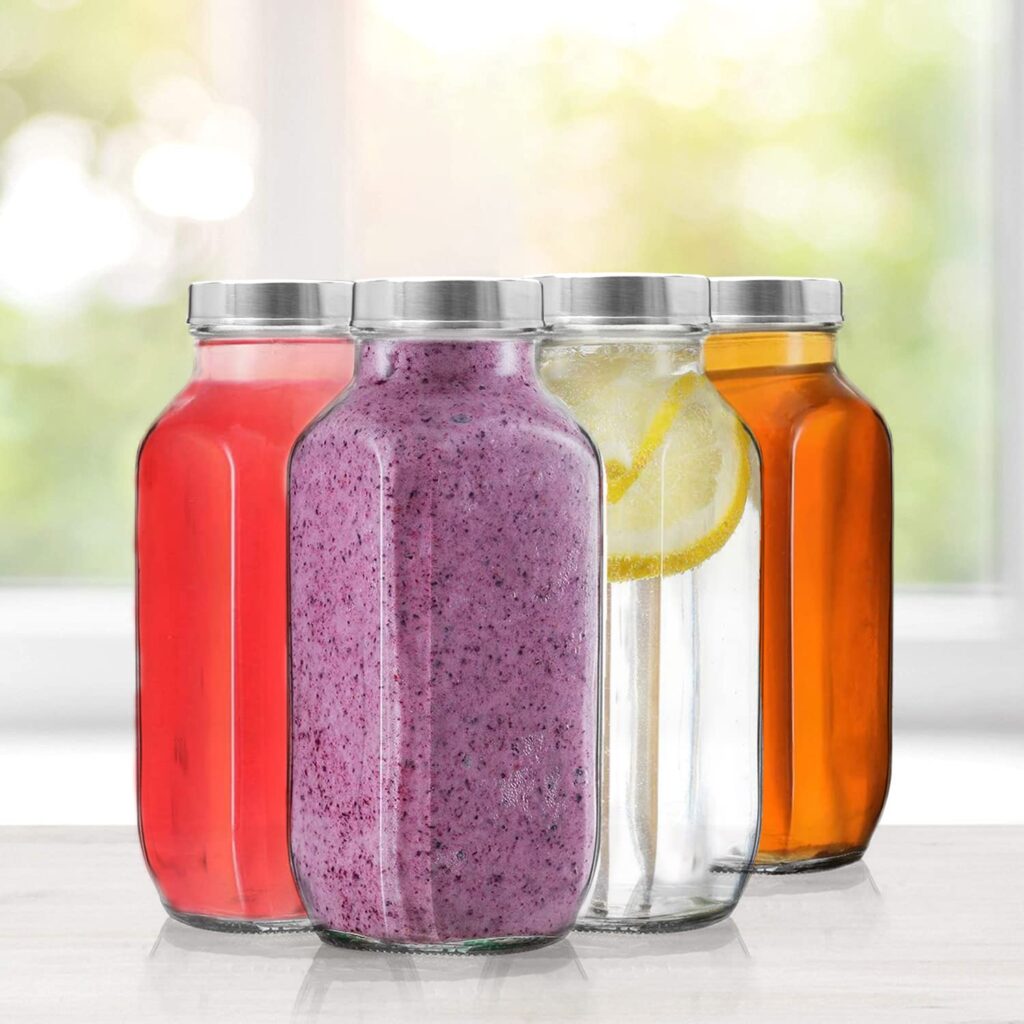 Square borosilicate glass water bottle with stainless steel airtight leak-proof lid