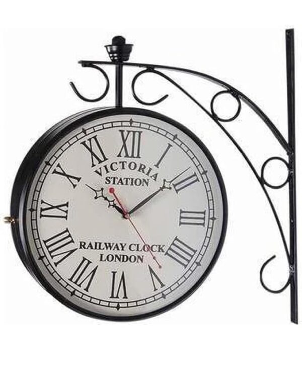 Traditional Double Dial Wall Clock Inspired by Old Railway Platforms
