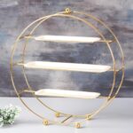 Antique Gold Cake Stand with White Plates for Elegant Dessert Display