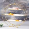 Elegant Dessert Display Stand with Gold Base and White Tiers