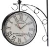 Antique Station Double-Sided Wall Clock with Railway Design