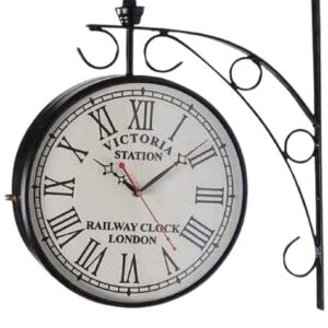 Antique Station Double-Sided Wall Clock with Railway Design