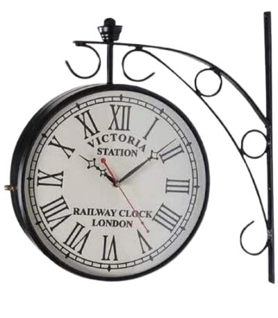 Antique Station Double-Sided Wall Clock with Railway Design