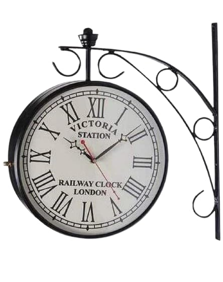 Antique Station Double-Sided Wall Clock with Railway Design