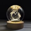 3D dolphin crystal ball night lamp glowing with soft LED light
