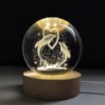 3D dolphin crystal ball night lamp glowing with soft LED light