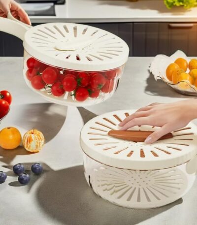 2 in 1 fruit and vegetable drainer with lid for kitchen use