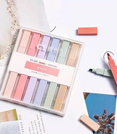 Aesthetic pastel color highlighters with chisel tip for bullet journals