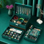 Elegant jewelry box for women with lock and multiple storage compartments