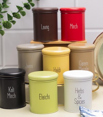 Premium mild steel spice jar with airtight lid for fresh and moisture-free storage