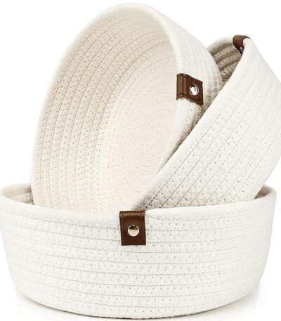 Natural jute mini storage baskets set of 3 for home organization