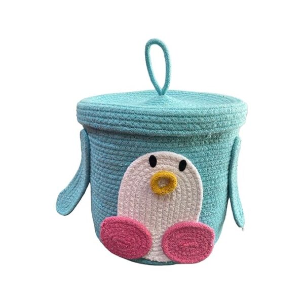 Eco-friendly toy storage basket with animal print and dust-proof lid