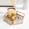 Compact gold glass tray – decorative organizer for perfumes, plants, and candles