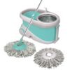 Prime stainless steel wringer spin mop with bucket, big wheels and puller handle