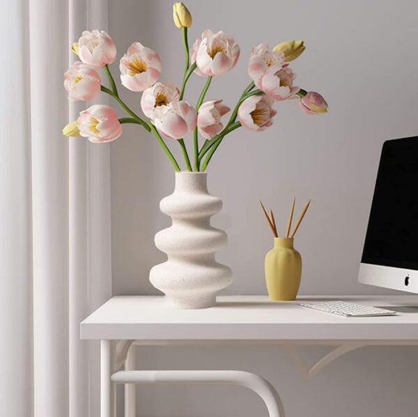 Nordic style white ceramic vase with frosted matte finish for dried flowers