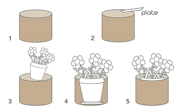 Neutral beige jute cotton planter cover for pots