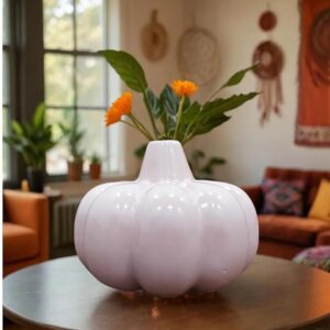 Glossy ceramic pumpkin shape flower vase for modern home decor