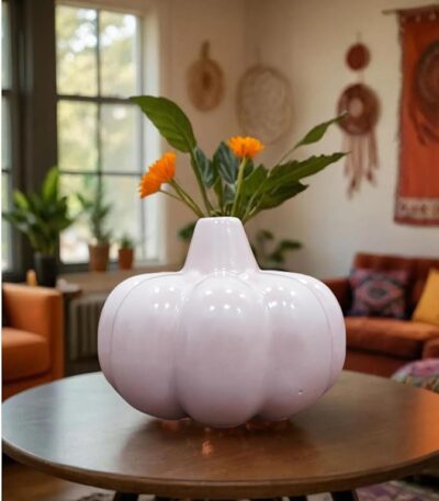 Glossy ceramic pumpkin shape flower vase for modern home decor