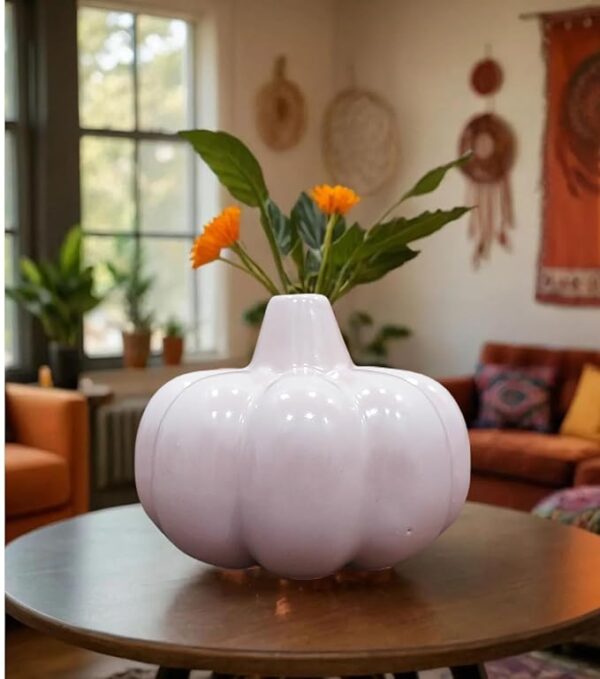 Glossy ceramic pumpkin shape flower vase for modern home decor