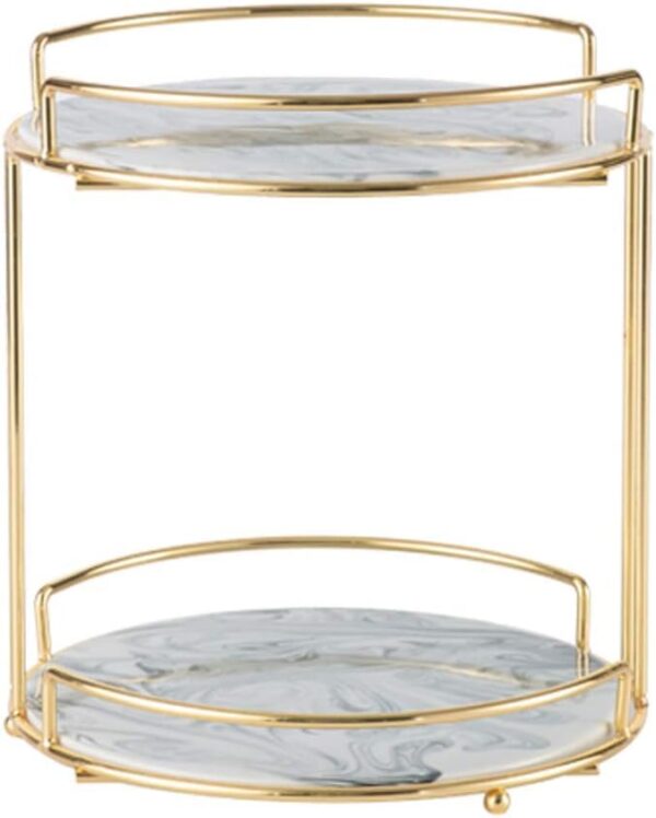 Luxury gold-plated tier organizer with marble tray for multipurpose use