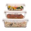 Borosilicate glass containers with airtight lids for kitchen storage