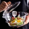 Transparent glass casserole deep round bowl 1000ml for oven and microwave