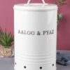 White mild steel potato and onion storage jar with freshness lock