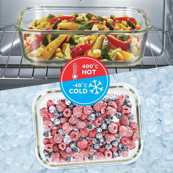 Borosilicate glass containers for refrigerator, microwave, and freezer