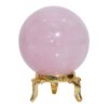 Rose quartz gemstone sphere ball with decorative metal stand