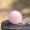 Healing pink quartz sphere ball with metal stand ornament
