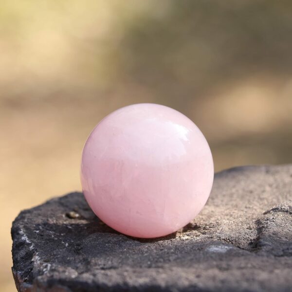 Healing pink quartz sphere ball with metal stand ornament