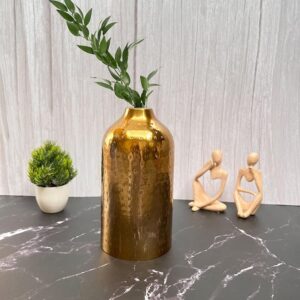 Iron Metal Shiny Gold Hammered Flower Vase for luxury home décor