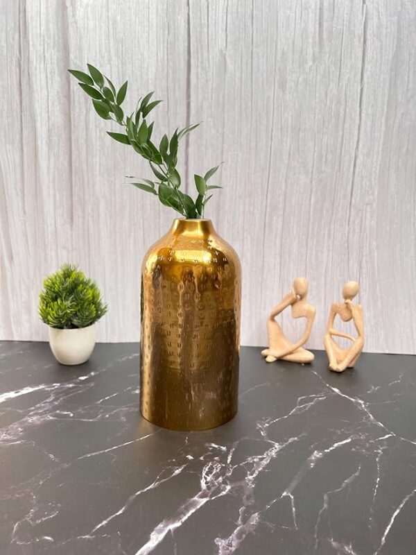 Iron Metal Shiny Gold Hammered Flower Vase for luxury home décor