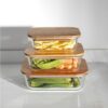 Borosilicate Glass Kitchen Containers with Airtight Wooden Lid for Fresh Food Storage