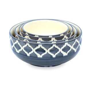 Elegant gray Moroccan ceramic bowls with hand-painted design