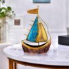Stylish Naav ship sculpture handcrafted in fine metal