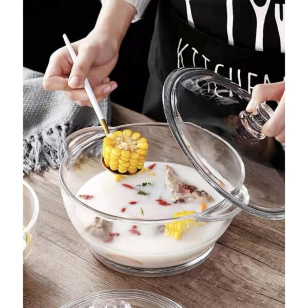 Glass casserole dish with heatproof design microwave safe 1 liter