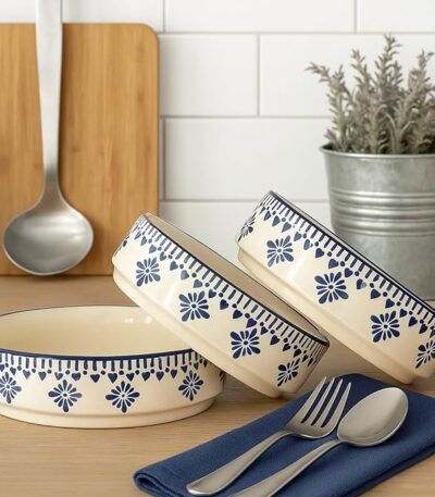 Handmade ceramic serving bowls set of 3 for kitchen and dining