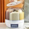 6-grid rotating cereal and rice dispenser for dry food kitchen storage