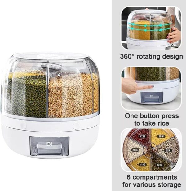 Premium Rotating Cereal Dispenser – Rice, Pulses & Grain Storage Box