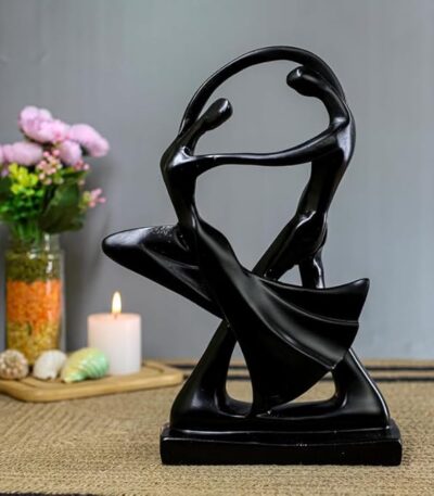 Black resin couple figurine abstract dance sculpture for décor