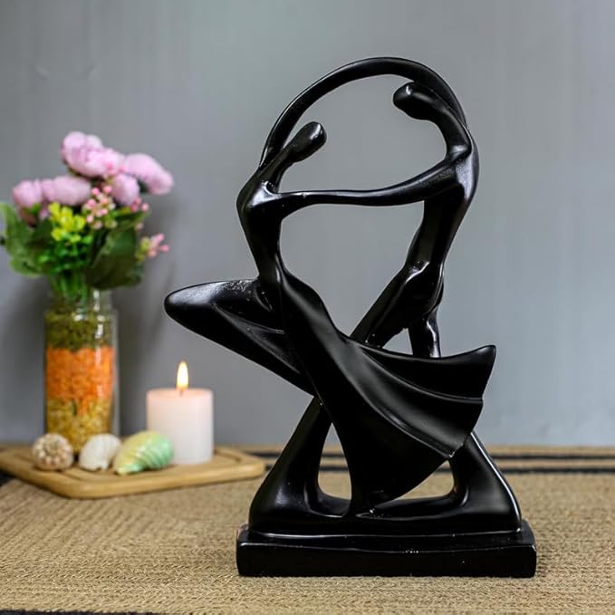 Black Resin Couple Figurine – Abstract Dance Sculpture for Home Décor Black resin couple figurine abstract dance sculpture for décor