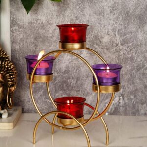 Decorative tealight candle holder stand with glass cup