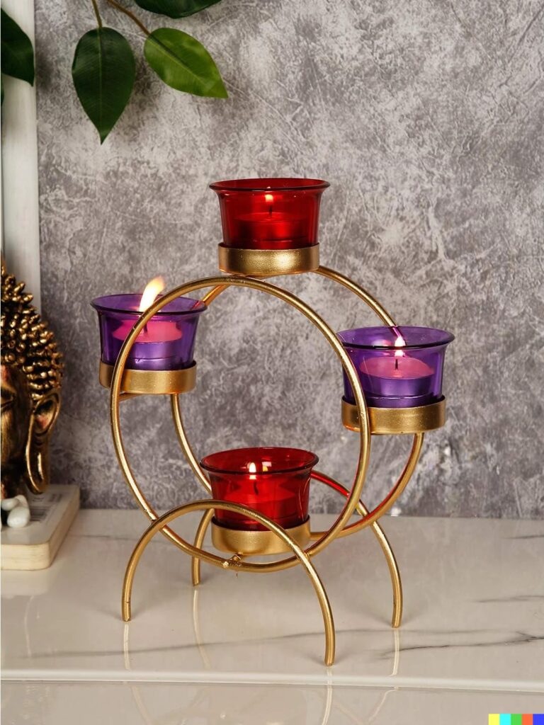 Decorative tealight candle holder stand with glass cup