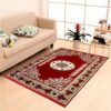 Ethnic velvet touch abstract chenille carpet in maroon shade